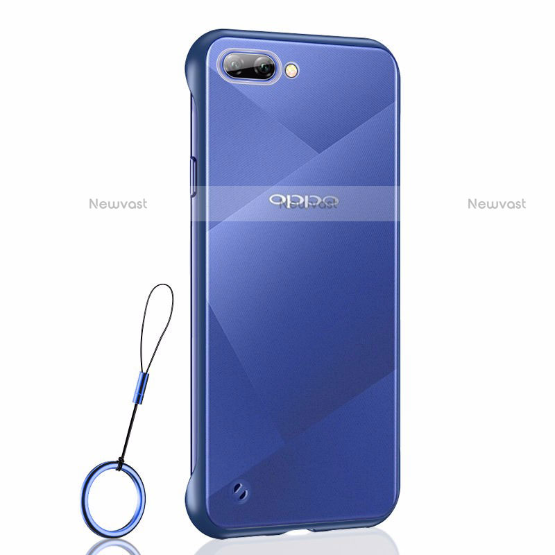 Transparent Crystal Hard Case Back Cover H02 for Oppo A5 Blue
