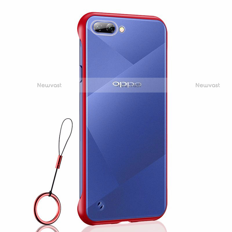 Transparent Crystal Hard Case Back Cover H02 for Oppo A5 Red