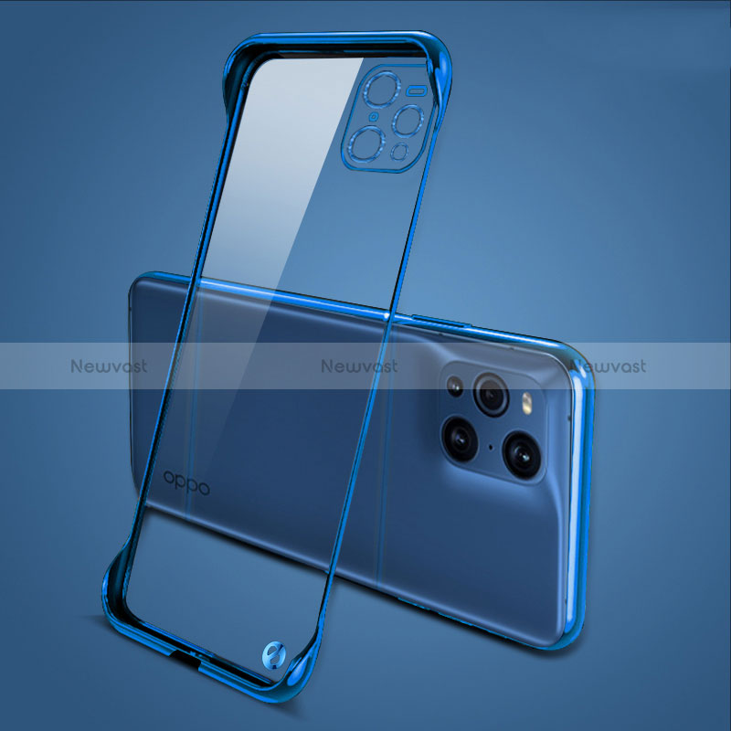 Transparent Crystal Hard Case Back Cover H02 for Oppo Find X3 5G Blue