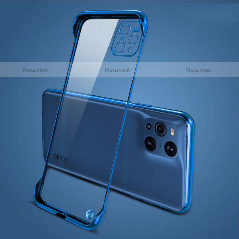 Transparent Crystal Hard Case Back Cover H02 for Oppo Find X3 Pro 5G Blue