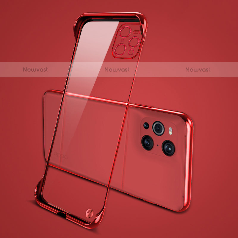 Transparent Crystal Hard Case Back Cover H02 for Oppo Find X3 Pro 5G Red