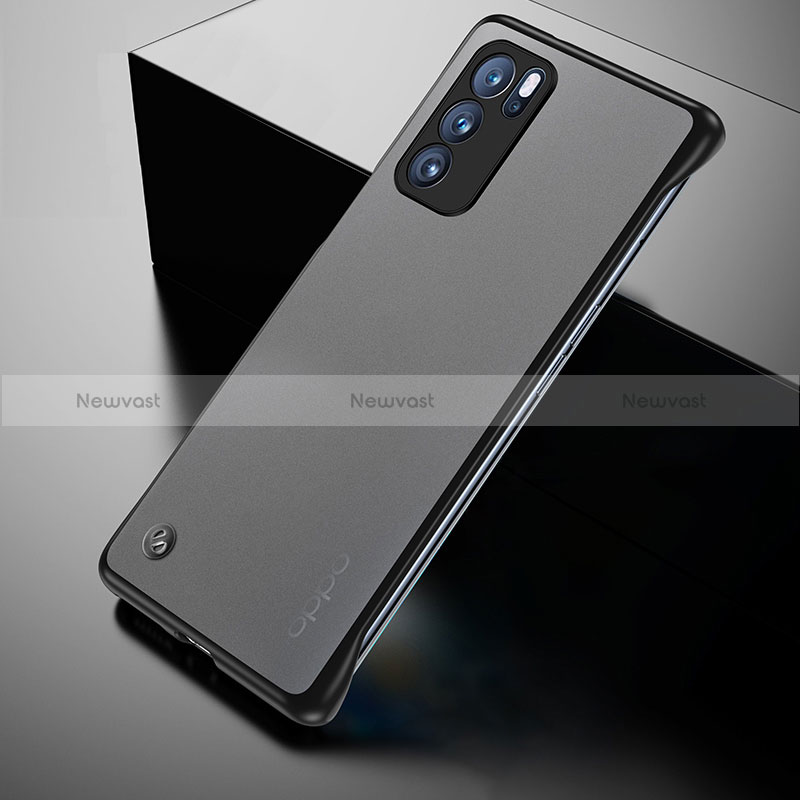 Transparent Crystal Hard Case Back Cover H02 for Oppo Reno6 Pro 5G India Black