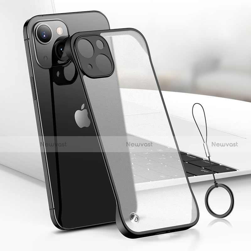 Transparent Crystal Hard Case Back Cover H03 for Apple iPhone 13 Black
