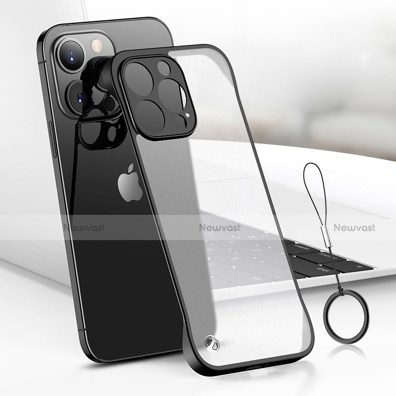 Transparent Crystal Hard Case Back Cover H03 for Apple iPhone 13 Pro Max Black