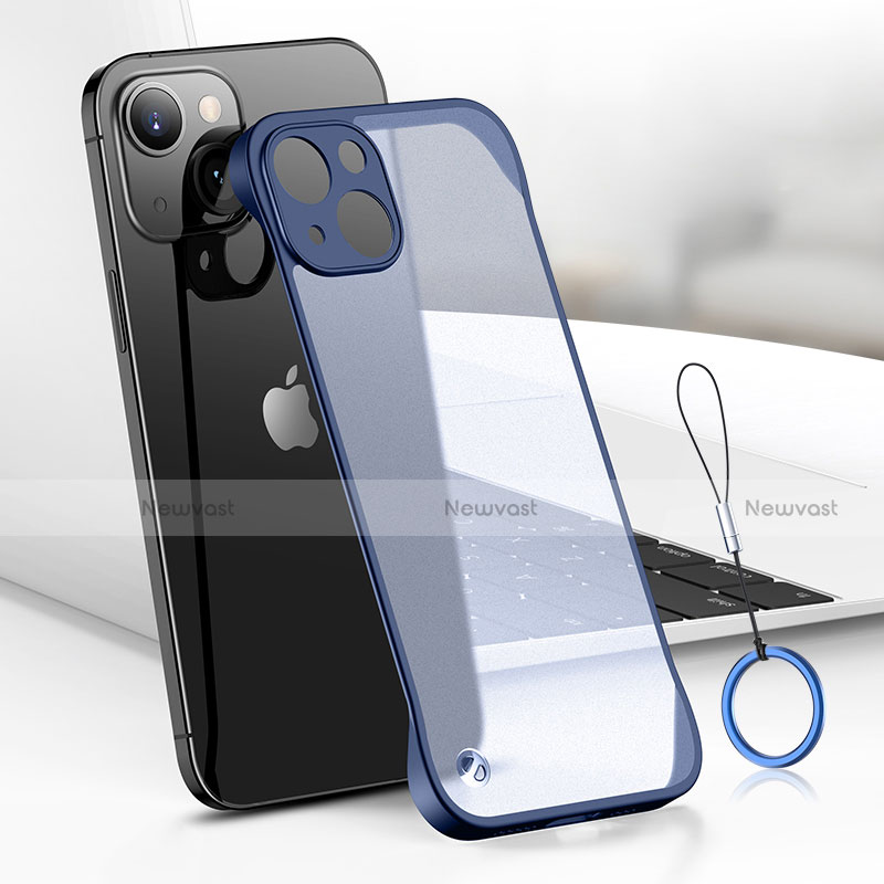 Transparent Crystal Hard Case Back Cover H03 for Apple iPhone 14 Plus Blue