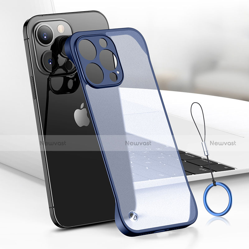 Transparent Crystal Hard Case Back Cover H03 for Apple iPhone 14 Pro Blue