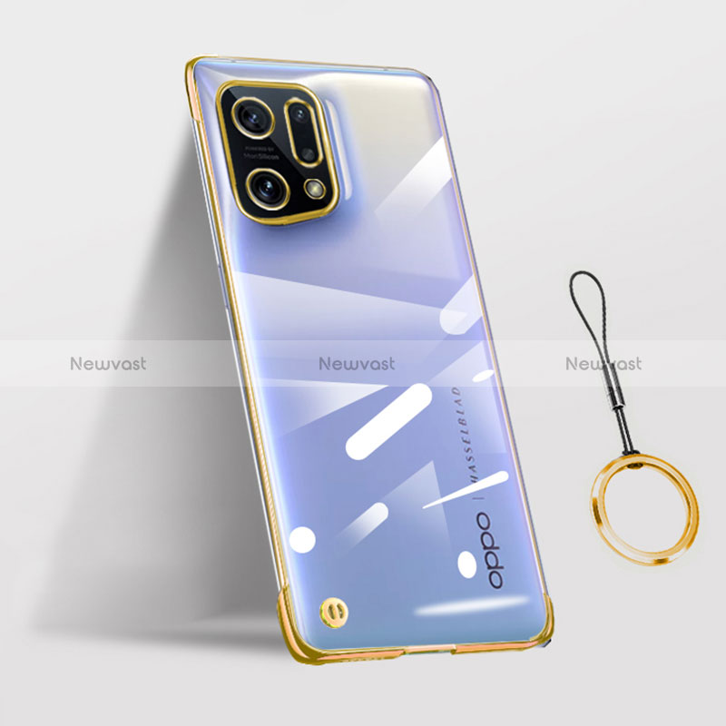 Transparent Crystal Hard Case Back Cover H03 for Oppo Find X5 5G Gold