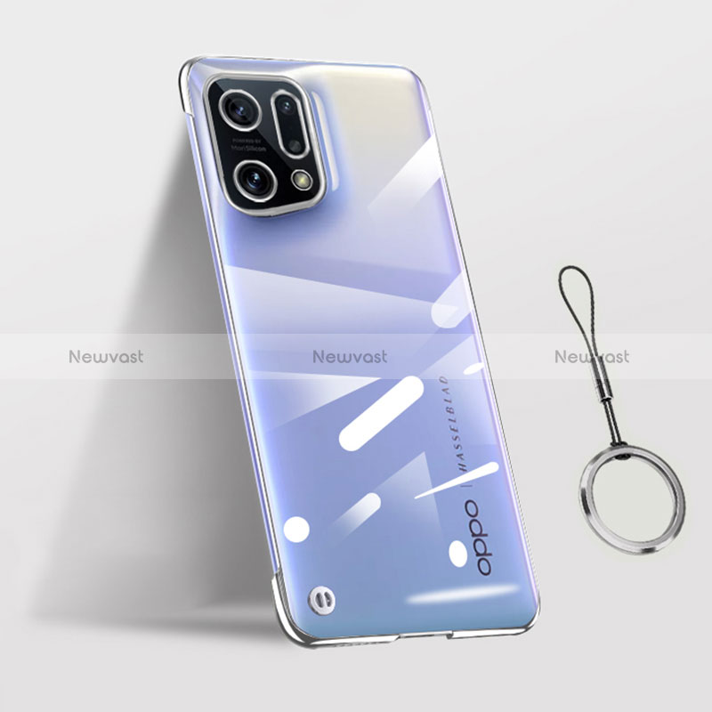 Transparent Crystal Hard Case Back Cover H03 for Oppo Find X5 5G Silver