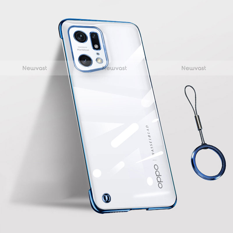 Transparent Crystal Hard Case Back Cover H03 for Oppo Find X5 Pro 5G Blue