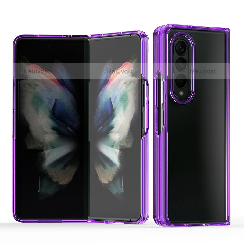 Transparent Crystal Hard Case Back Cover H03 for Samsung Galaxy Z Fold3 5G Purple