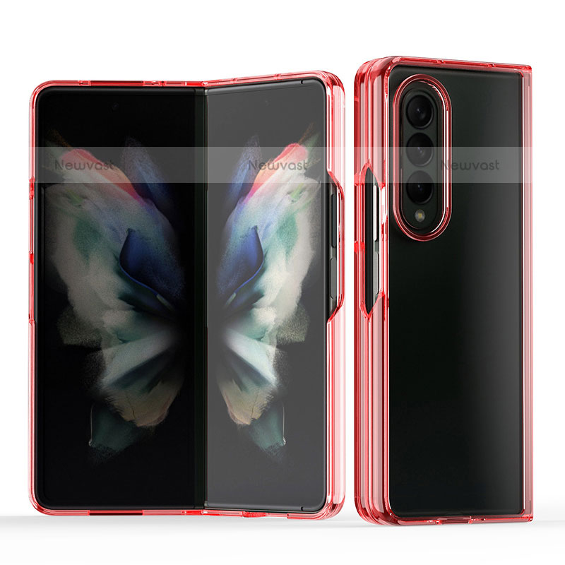Transparent Crystal Hard Case Back Cover H03 for Samsung Galaxy Z Fold3 5G Red