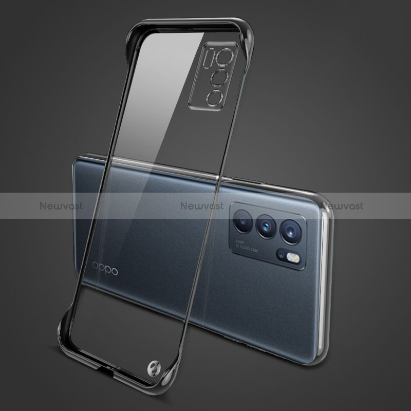 Transparent Crystal Hard Case Back Cover H04 for Oppo Reno6 5G Black