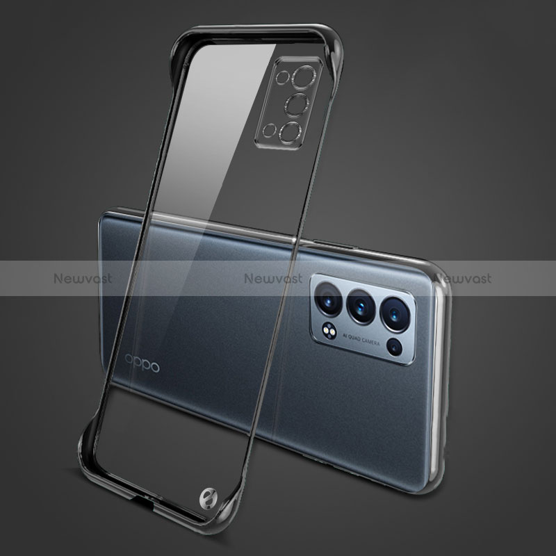 Transparent Crystal Hard Case Back Cover H04 for Oppo Reno6 Pro 5G Black