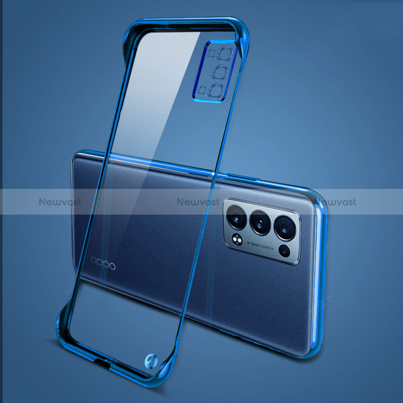 Transparent Crystal Hard Case Back Cover H04 for Oppo Reno6 Pro 5G Blue