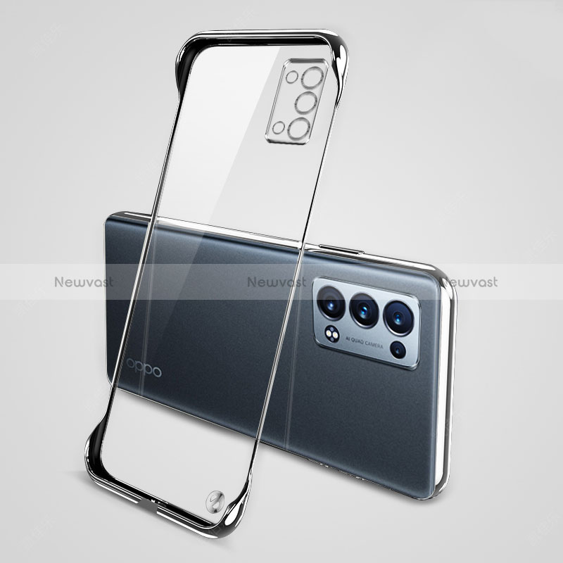 Transparent Crystal Hard Case Back Cover H04 for Oppo Reno6 Pro 5G Silver