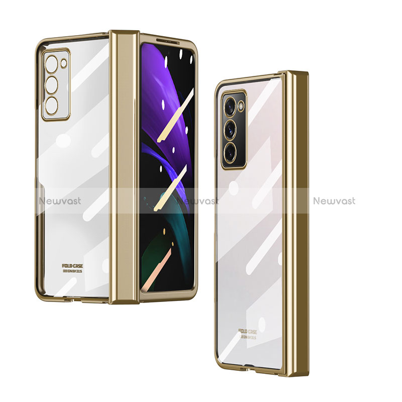 Transparent Crystal Hard Case Back Cover H04 for Samsung Galaxy Z Fold2 5G Gold