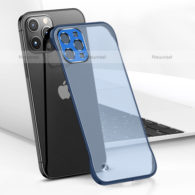 Transparent Crystal Hard Case Back Cover H05 for Apple iPhone 15 Pro Max Blue