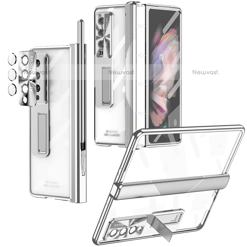 Transparent Crystal Hard Case Back Cover H05 for Samsung Galaxy Z Fold3 5G Silver