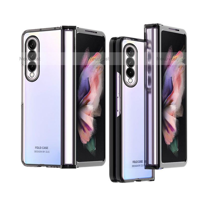 Transparent Crystal Hard Case Back Cover H06 for Samsung Galaxy Z Fold3 5G Black