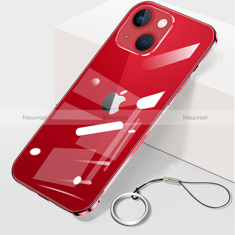 Transparent Crystal Hard Case Back Cover H09 for Apple iPhone 15 Plus Red