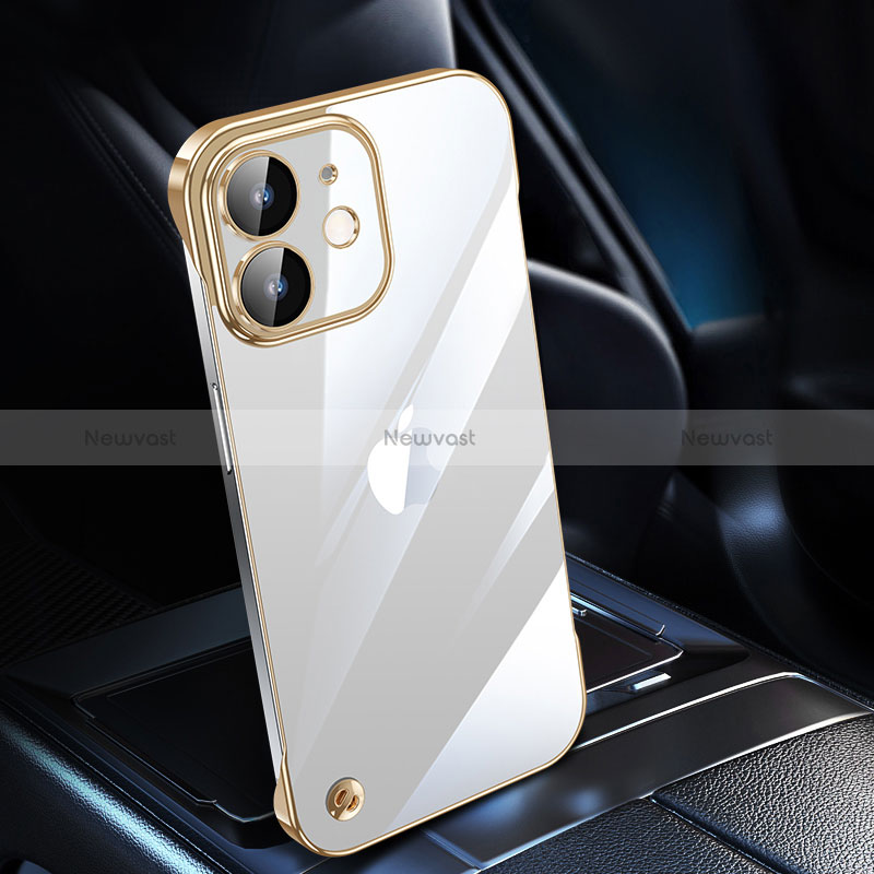 Transparent Crystal Hard Case Back Cover QC1 for Apple iPhone 12 Mini Gold