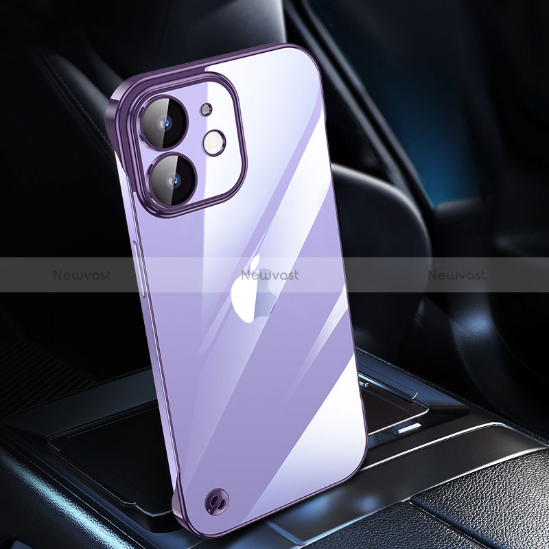 Transparent Crystal Hard Case Back Cover QC1 for Apple iPhone 12 Mini Purple