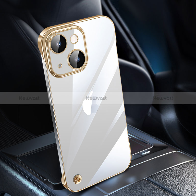Transparent Crystal Hard Case Back Cover QC1 for Apple iPhone 14 Plus Gold