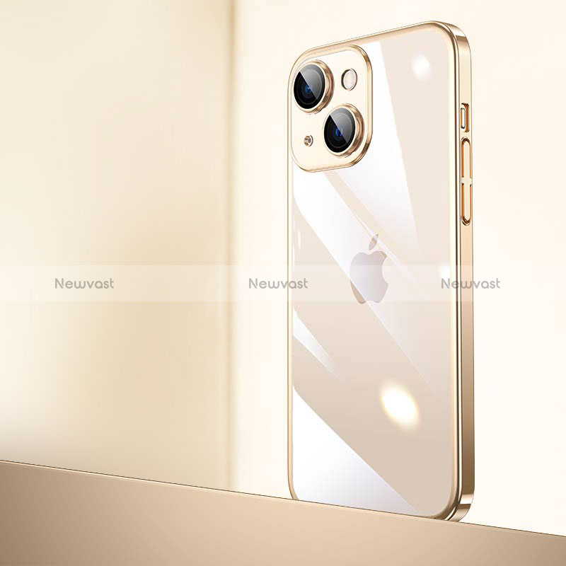 Transparent Crystal Hard Case Back Cover QC2 for Apple iPhone 14 Gold