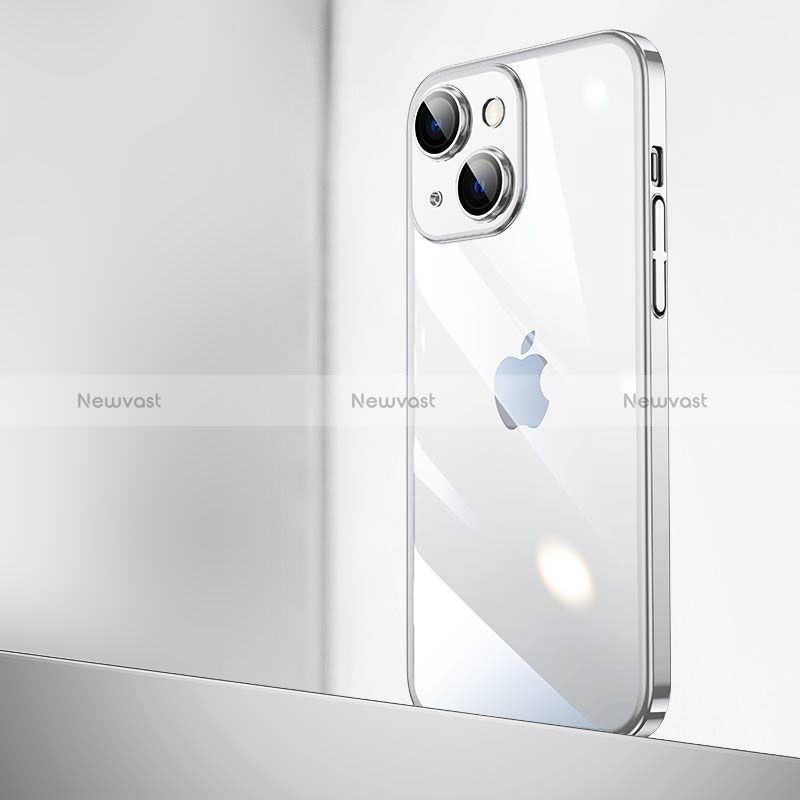 Transparent Crystal Hard Case Back Cover QC2 for Apple iPhone 14 Silver