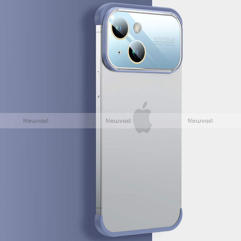 Transparent Crystal Hard Case Back Cover QC4 for Apple iPhone 15 Blue