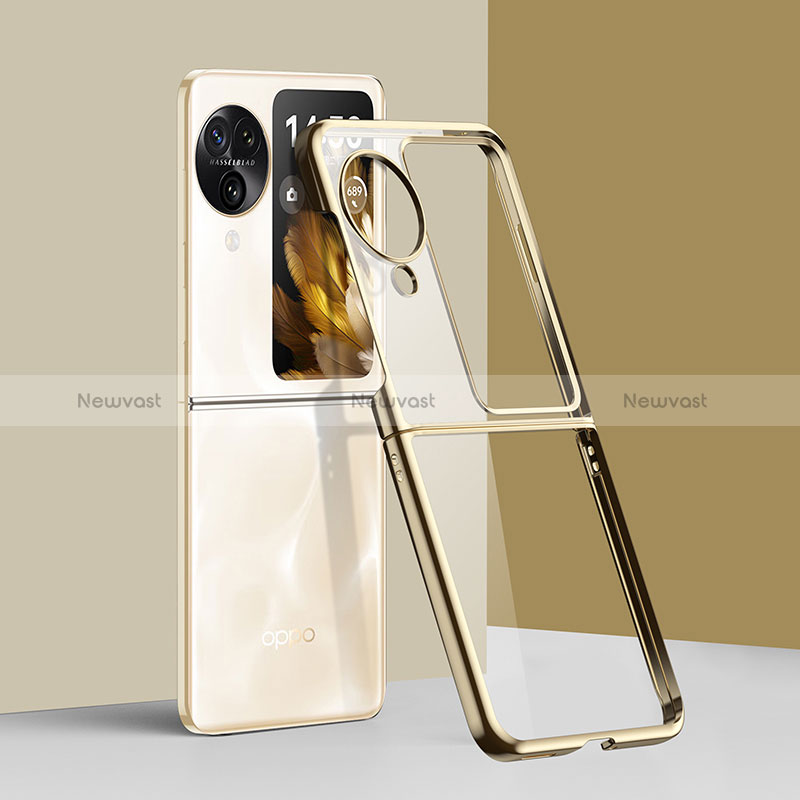 Transparent Crystal Hard Case Back Cover QH1 for Oppo Find N3 Flip 5G Gold