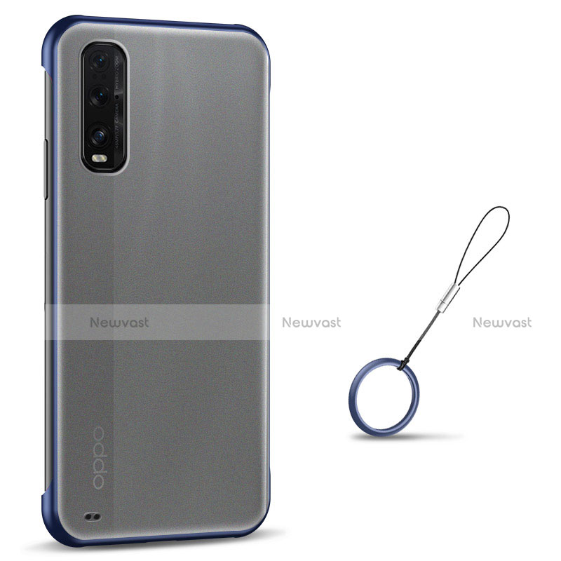 Transparent Crystal Hard Case Back Cover S01 for Oppo Find X2 Blue