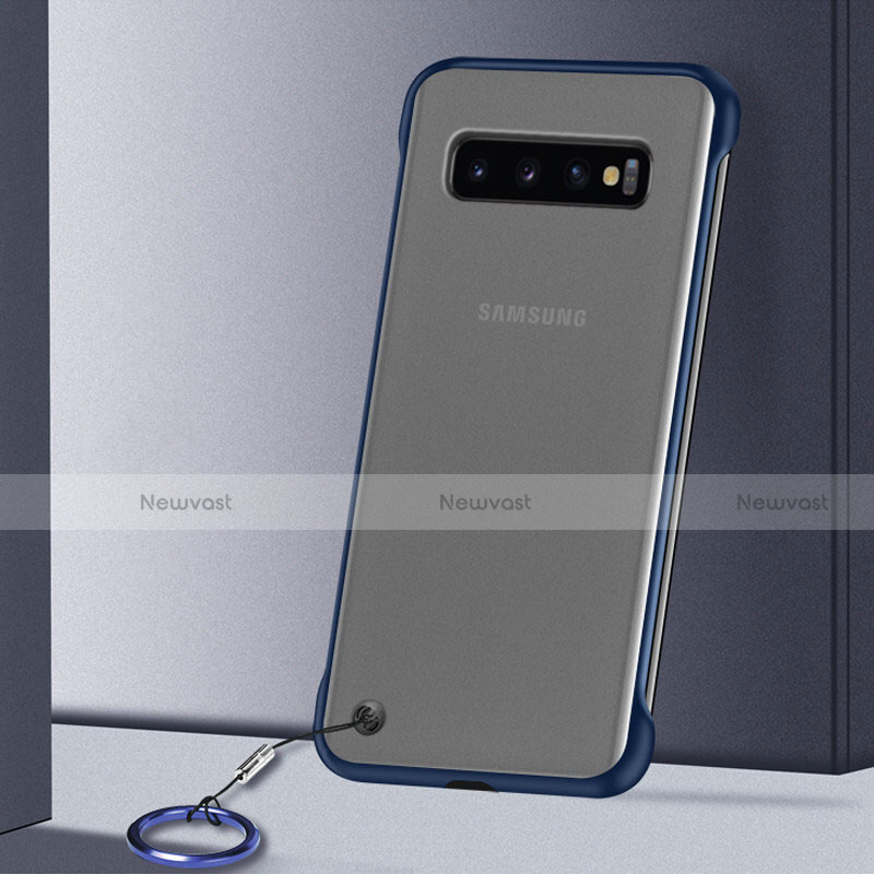 Transparent Crystal Hard Case Back Cover S01 for Samsung Galaxy S10 Blue