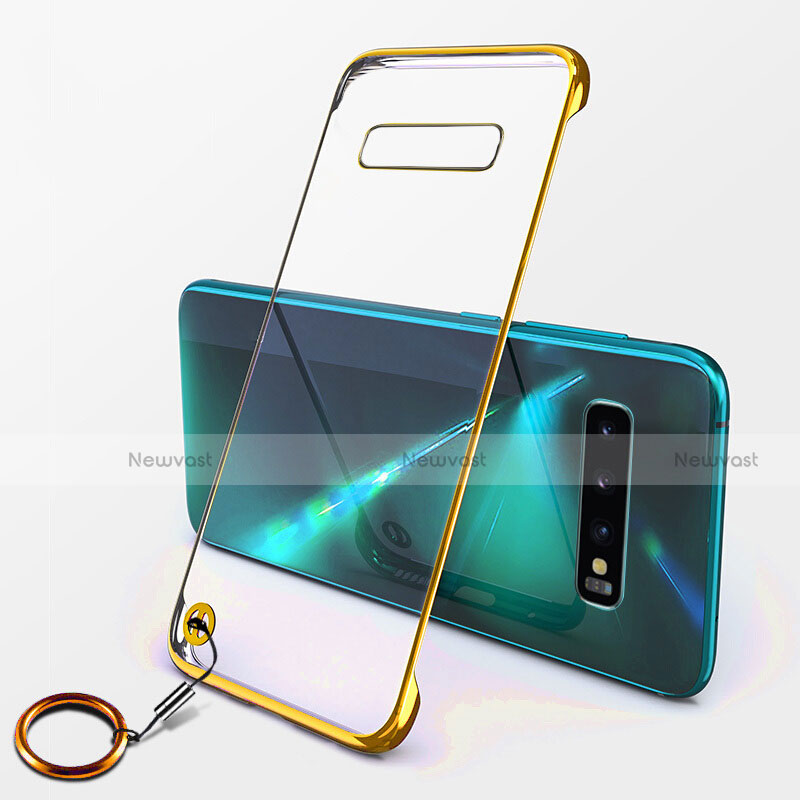 Transparent Crystal Hard Case Back Cover S02 for Samsung Galaxy S10 Plus Gold