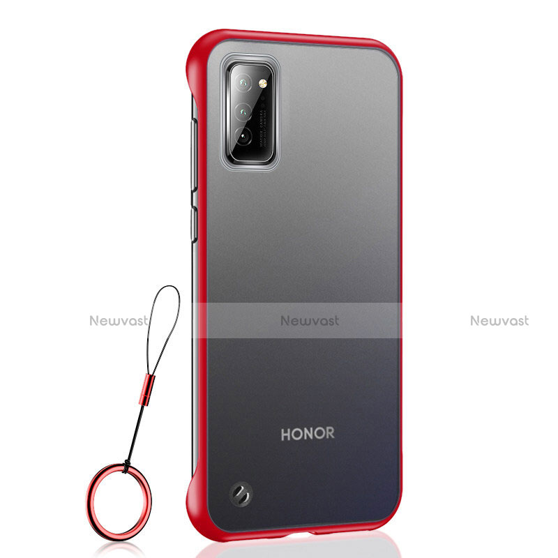 Transparent Crystal Hard Case Back Cover S04 for Huawei Honor V30 5G Red