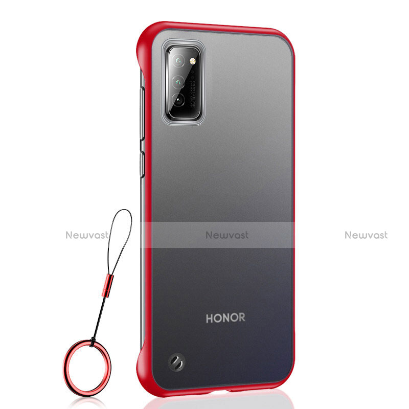 Transparent Crystal Hard Case Back Cover S04 for Huawei Honor V30 Pro 5G Red