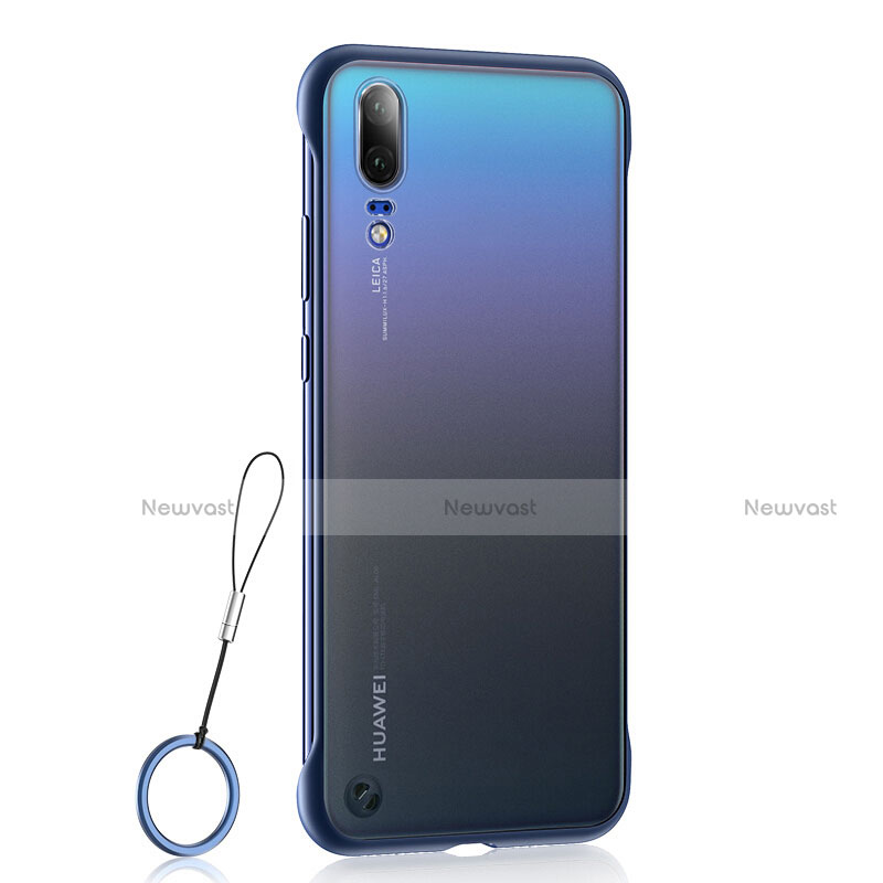 Transparent Crystal Hard Case Back Cover S04 for Huawei P20 Blue