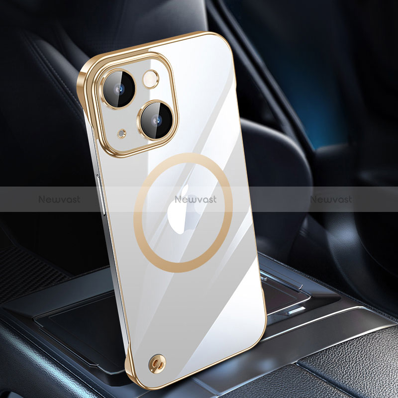 Transparent Crystal Hard Case Back Cover with Mag-Safe Magnetic QC1 for Apple iPhone 15 Plus