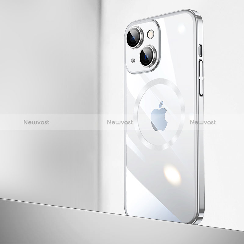 Transparent Crystal Hard Case Back Cover with Mag-Safe Magnetic QC2 for Apple iPhone 15
