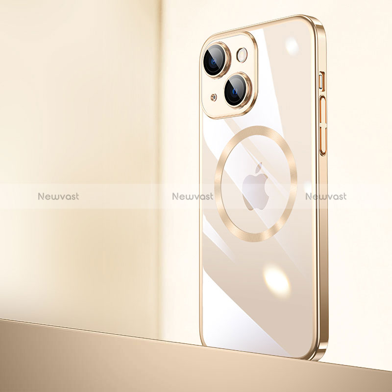 Transparent Crystal Hard Case Back Cover with Mag-Safe Magnetic QC2 for Apple iPhone 15