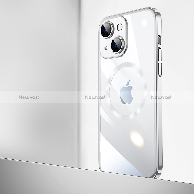 Transparent Crystal Hard Case Back Cover with Mag-Safe Magnetic QC2 for Apple iPhone 15 Plus