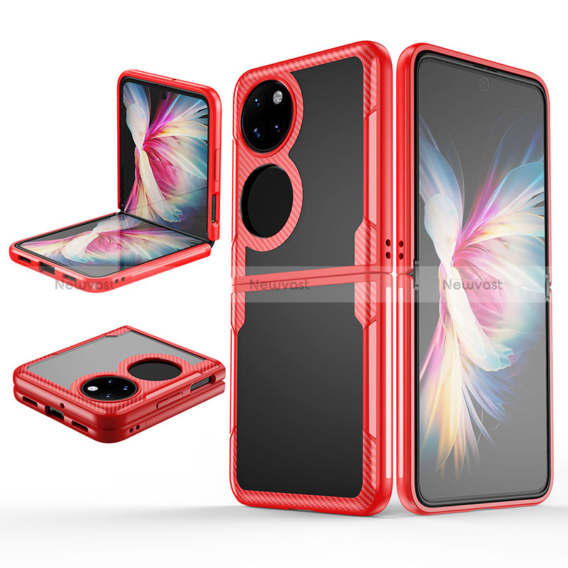 Transparent Crystal Hard Case Back Cover Z01L for Huawei P60 Pocket Red