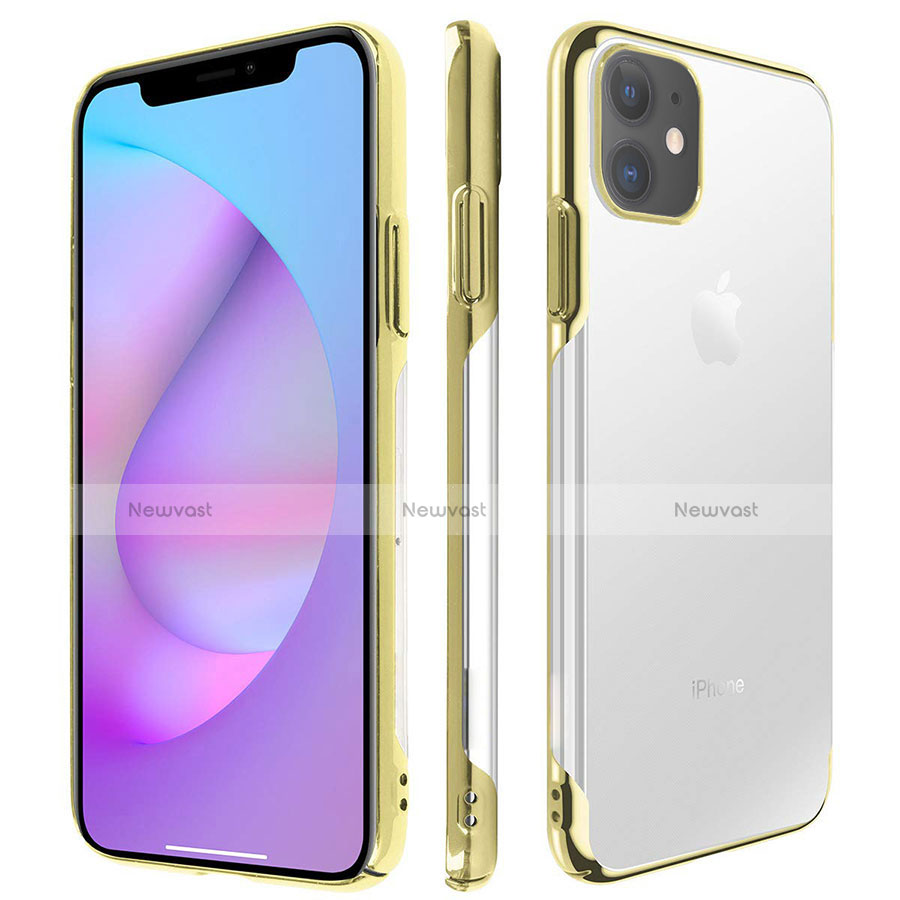 Transparent Crystal Hard Rigid Case Back Cover H01 for Apple iPhone 11 Gold