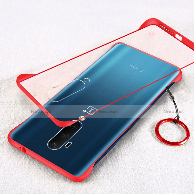 Transparent Crystal Hard Rigid Case Back Cover H01 for OnePlus 7T Pro Red