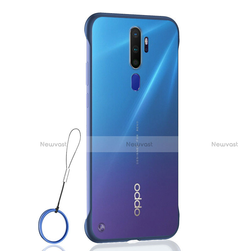 Transparent Crystal Hard Rigid Case Back Cover H01 for Oppo A5 (2020) Blue