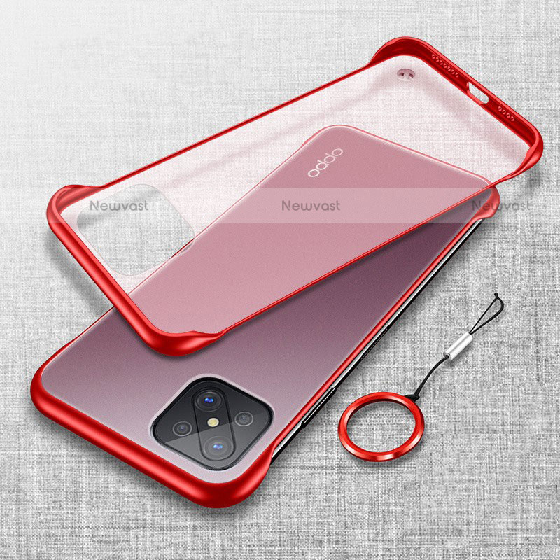 Transparent Crystal Hard Rigid Case Back Cover H01 for Oppo Reno4 Z 5G Red