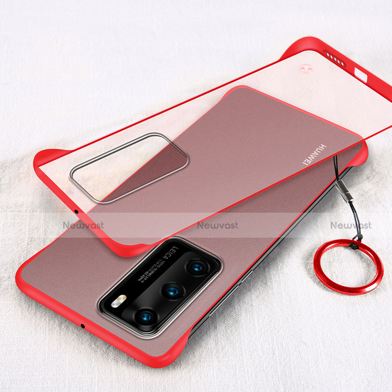 Transparent Crystal Hard Rigid Case Back Cover H02 for Huawei P40 Red