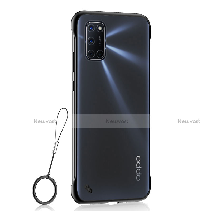 Transparent Crystal Hard Rigid Case Back Cover H02 for Oppo A52 Black