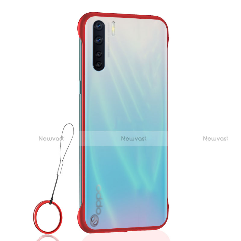 Transparent Crystal Hard Rigid Case Back Cover H02 for Oppo A91 Red