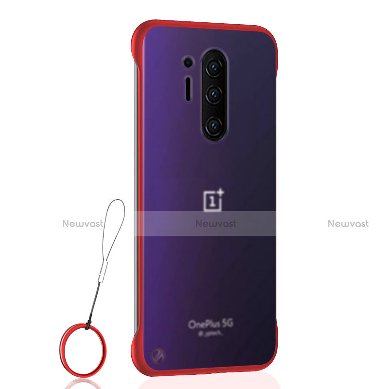 Transparent Crystal Hard Rigid Case Back Cover S01 for OnePlus 8 Pro Red